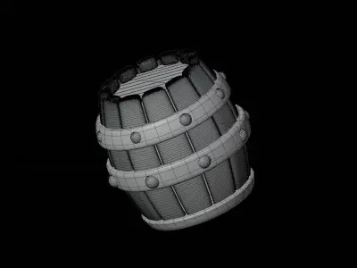 Wooden Barrel 3D Illustration 3D model