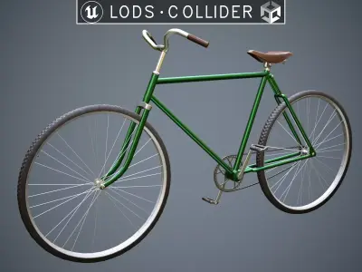 Vintage Bicycle Green - Updated for 2021 Low-poly 3D model