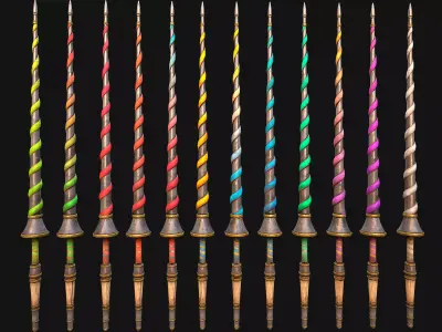 Medieval Spear Lance Cavalry Tournament  Weapon Armory Set Low-poly 3D model