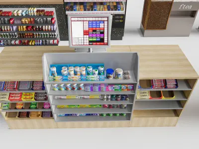 Supermarket Shop Store Elements checkout counter 6 3D model