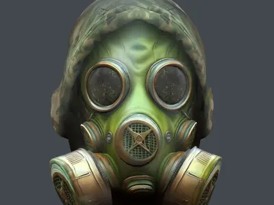 Gas mask helmet 3d model military combat Low-poly Low-poly 3D model 14