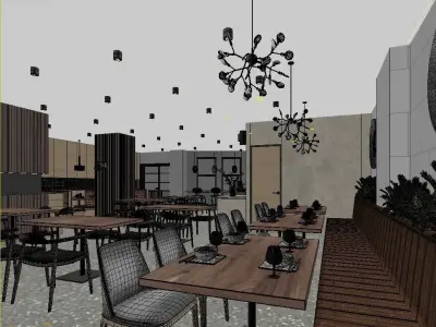 Fast Food Interior 3D Scene High-Quality Corona Render Ready 3D model