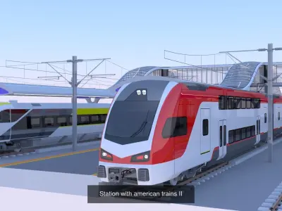 Stations with american trains 3D Model Pack purchase