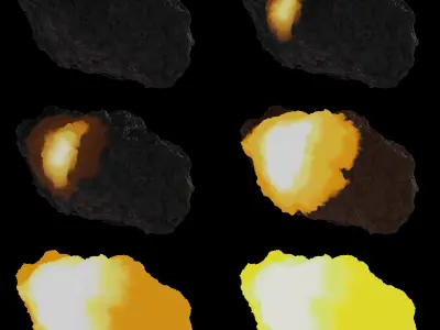Asteroid being smelted Low-poly 3D model