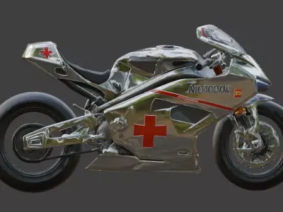 Futuristic Medical Response Motorcycle 3D Model Low-poly 3D model