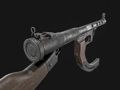 Japanese  Type 1 Nambu Sub Machine Gun  Low-poly 3D model
