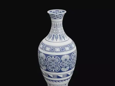 Blue and White Ornamental Vase Free 3D model