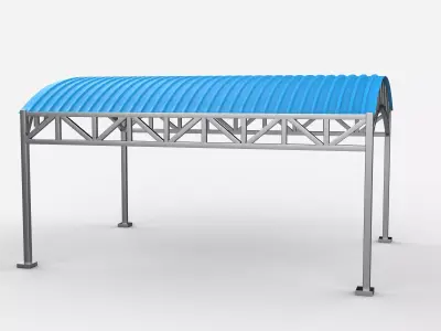 steel frame carport 06 3D model