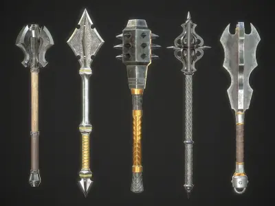 Collection of Maces 4 3D Model Pack