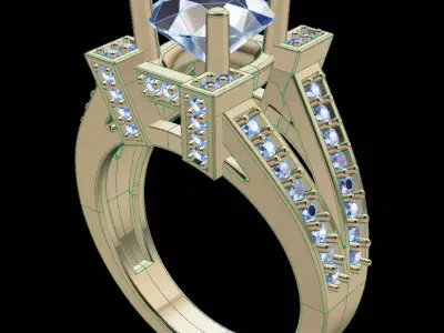 Classic Modern Antique Engagement Ring 3D print model