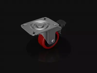 Industrial swivel wheel with brake 3D model