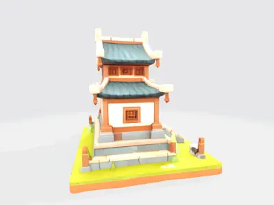 asain temple Low-poly 3D model