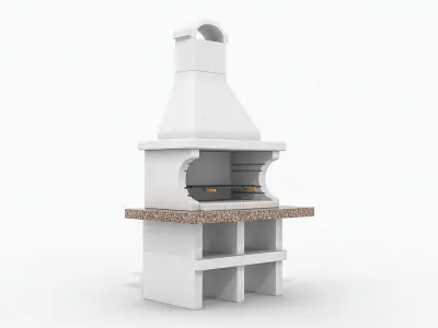  Garden Concrete BBQ Grill 3D Model 