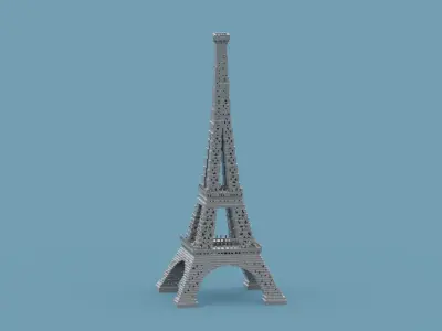 Voxel Eiffel Tower  Low-poly 3D model
