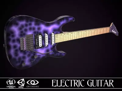 Electric Guitar Jackson Dinky Violet Wave Low-poly 3D model