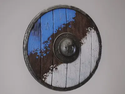 Wooden shield Low-poly 3D model 16