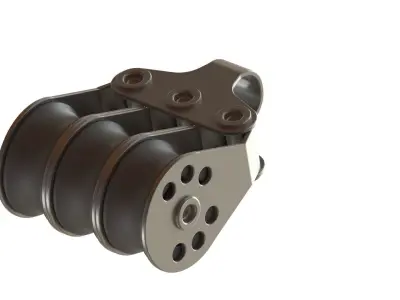 Triple pulley block 6mm rope 3D model
