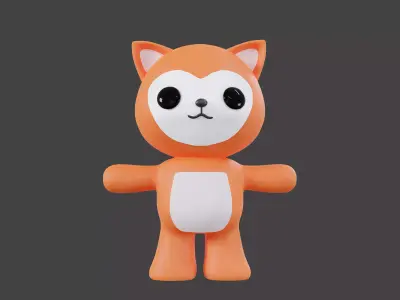 Character Fox kawaii cute Free low-poly 3D model