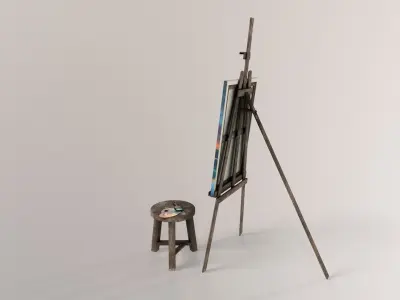 Old Painting set Low-poly 3D model