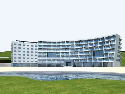 Hotel Building 3D model 2