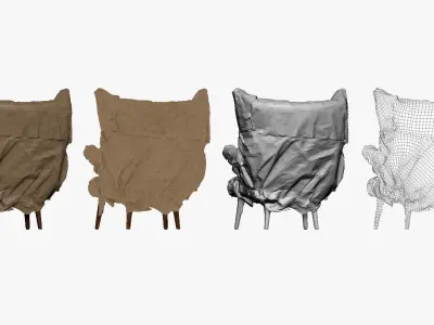001274 old ghosty chair lowpoly 3D model