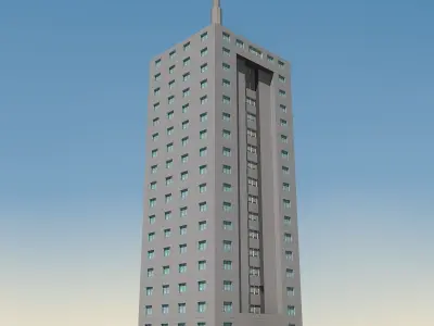 Building Lowpoly tall in sky Low-poly 3D model