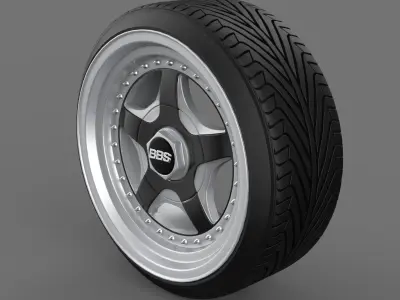 BBS RF wheel with tire Low-poly 3D model