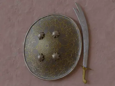  sword n shield arabic islamic realisric and historic  Low-poly 3D model
