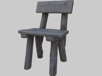 Old Wooden Chair Low-poly 3D model