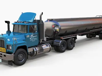 Vintage american tanker Low-poly 3D model