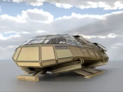 Futuristic Transport Shuttle  Free low-poly 3D model