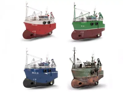 Fishing trawlers collection  3D Model Pack