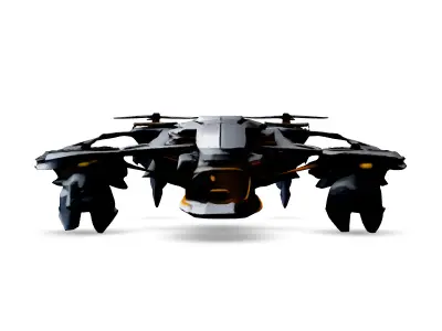 Futuristic SciFi Drone Quadcopter Low-poly 3D model