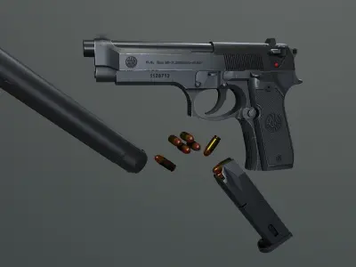 Beretta M9 Low-poly 3D model order