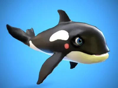 cartoon orca Low-poly 3D model