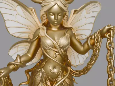 Vintage Golden Fairy Pendant 3D model