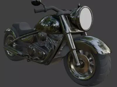 Cartoon Black Motorcycle 3D Model 3D model