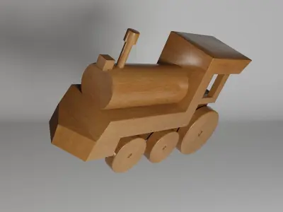 Wooden Toy Train Low-poly 3D model order