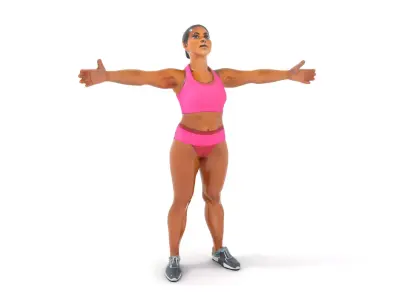 Athletic Female Fitness Outfit model pack Low-poly 3D model