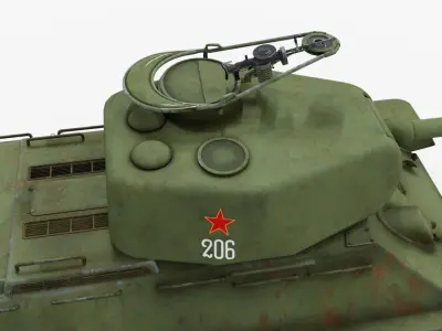 T-34 Medium WW2 Tank  Low-poly 3D model