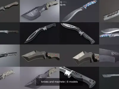 knives and machete 3D Model Pack