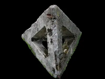 soviet concrete antitank barrier photogrammetry Low-poly 3D model