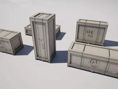Wooden Military Crate Variations Pack Low-poly 3D model