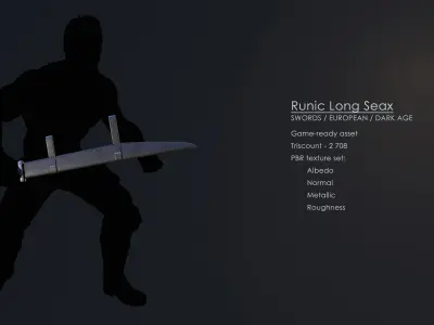 Runic Long Seax Low-poly 3D model