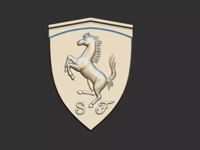 Ferrari Prancing Horse Logo Bas Relief for CNC 3D Print STL 3D print model