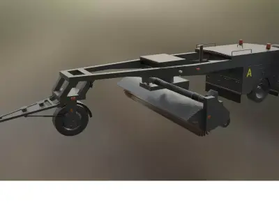 Towed Airport Sweeper-Blower for runway maintenance Low-poly 3D model