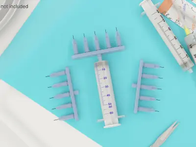 Multi Injector 5 Needles Straight Transparent 3D model