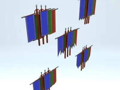 Double Banners 3D model
