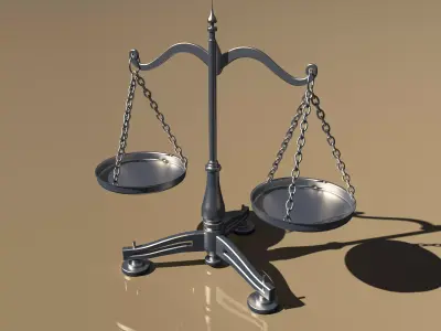 balanced scale and justice symbol 3D model