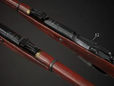 PBR Soviet Mosin Nagant M38 Low-poly 3D model